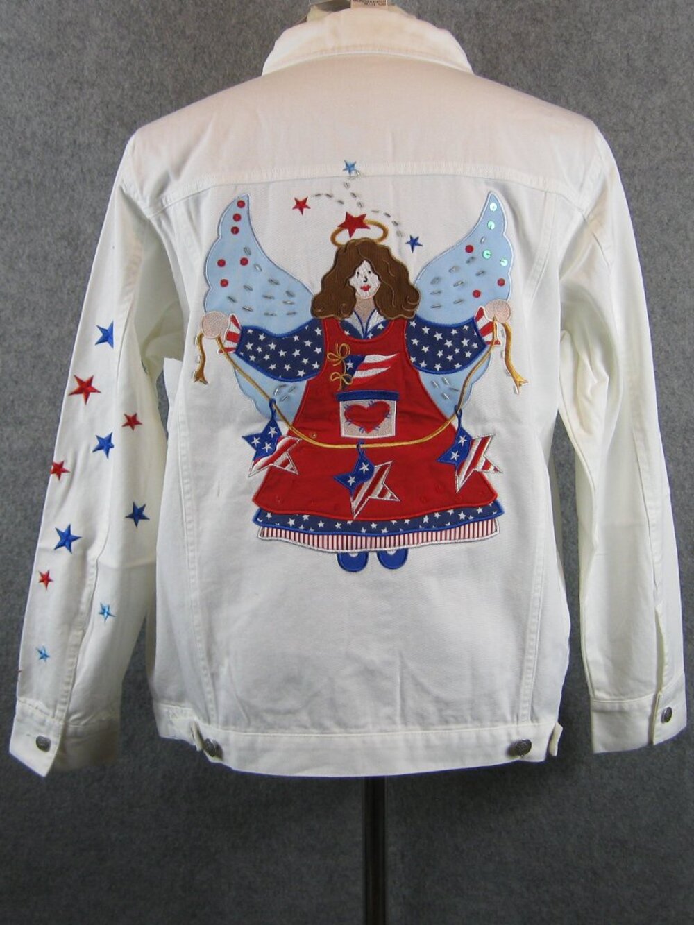 Quacker Factory Women's Jacket Sz M Angel Patriotic